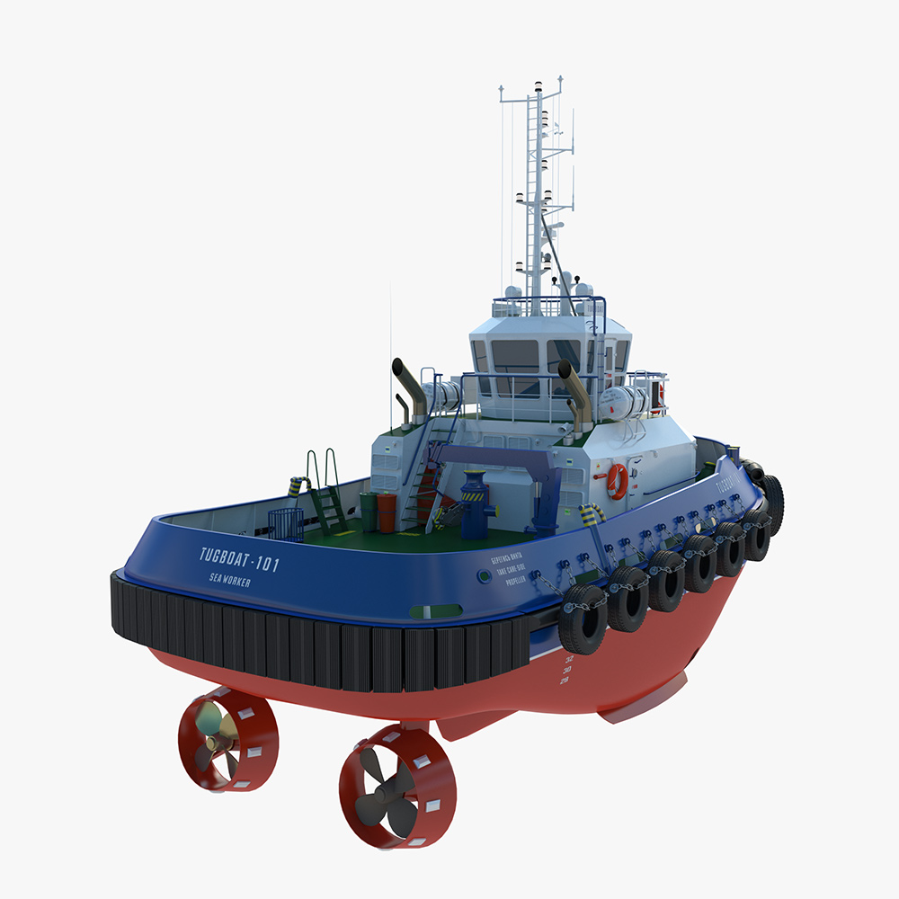 Presentation 3D model of the tugboat. Freelance 3D Artist and Designer “Monaco Felice”.